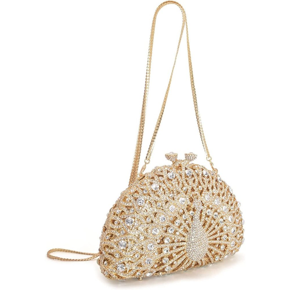 NWT Sparkling Bling Swarovski Crystal Rhinestone Peacock Clutch Bird Pur… - Picture 17 of 17